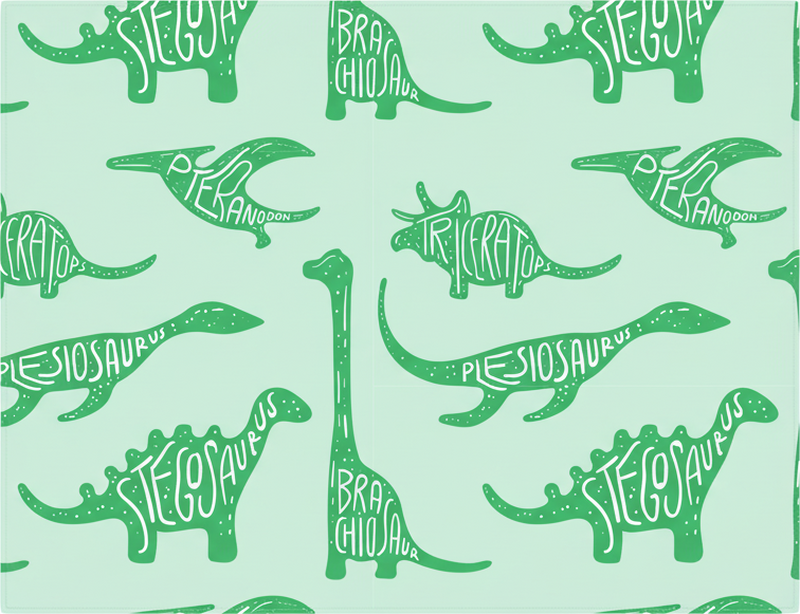 Vinyltæppe til soveværelse med grønne dinosaurer - TenStickers