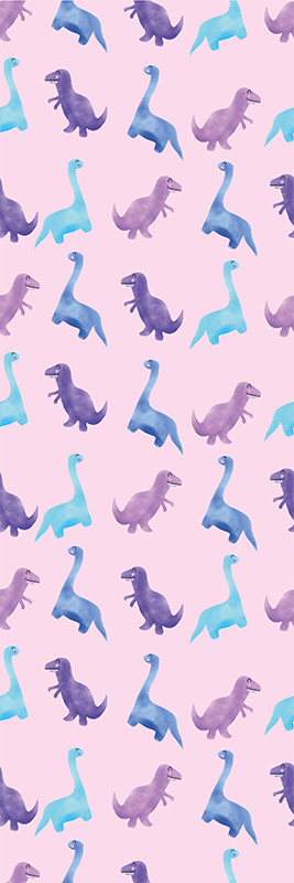 Vinyltæppe til soveværelse med lyserøde dinosaurer - TenStickers