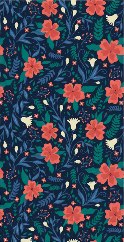 Vinyltæppe til soveværelse med nordisk stil blomster - TenStickers