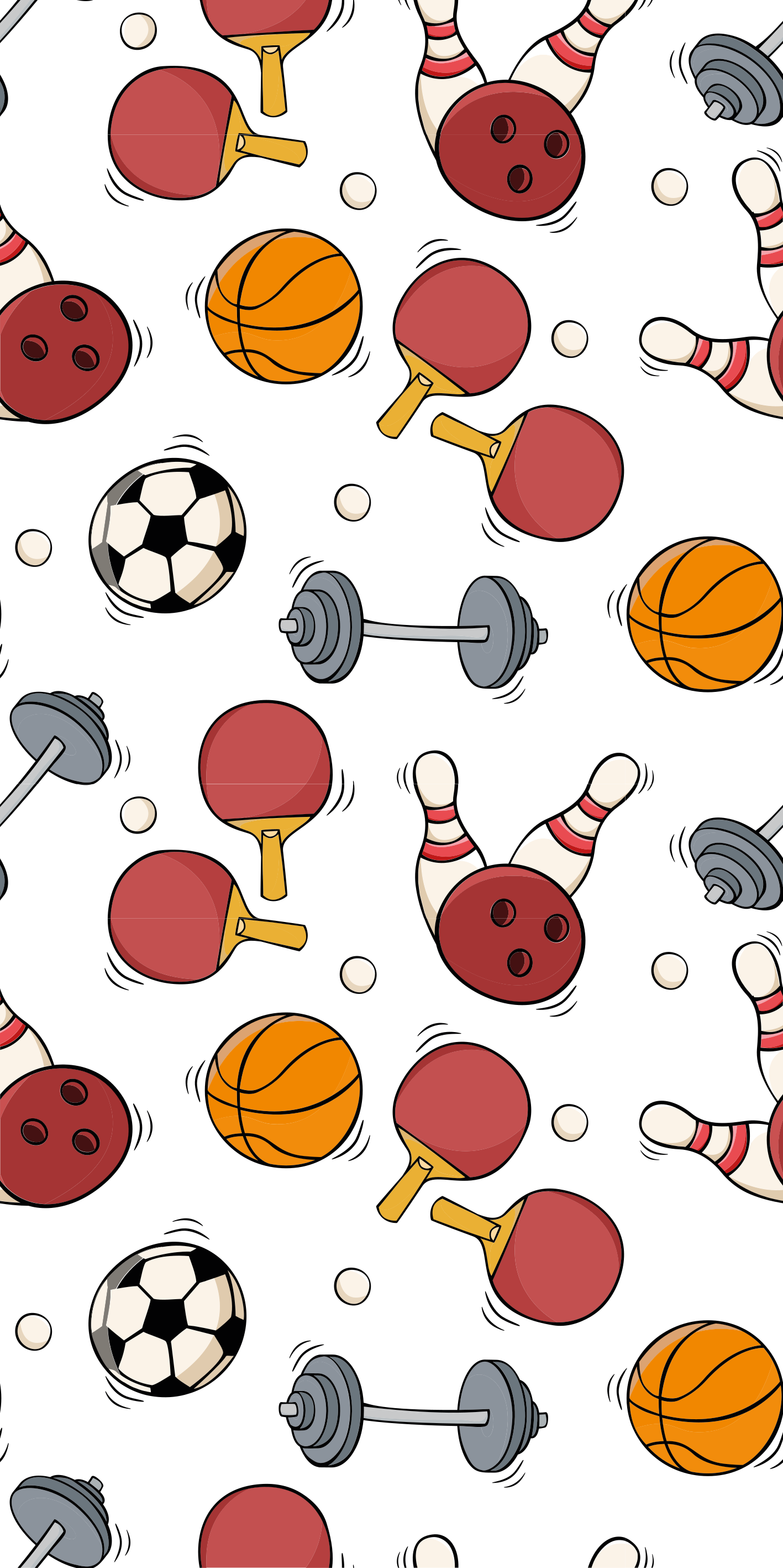 Vinyltæppe til soveværelse med doodle sportsudstyr - TenStickers