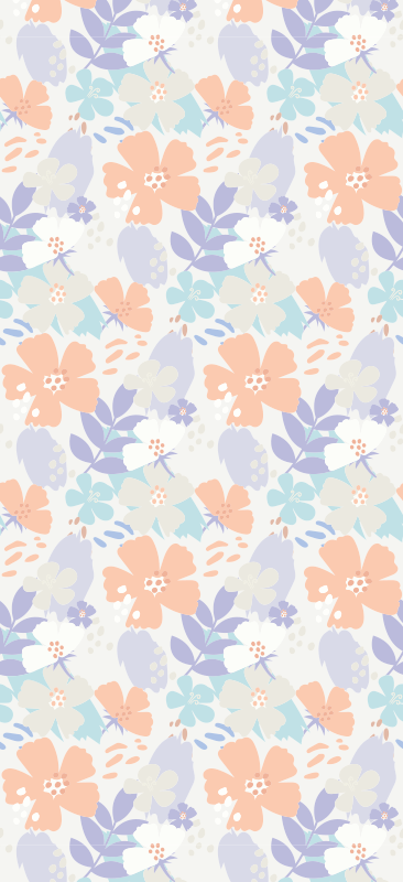 Vinyltæppe til soveværelse nordisk stil originale blomster - TenStickers