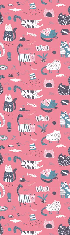 Vinyltæppe til soveværelse nordic katter - TenStickers