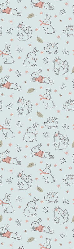Vinyltæppe til soveværelse med blomster og egern - TenStickers