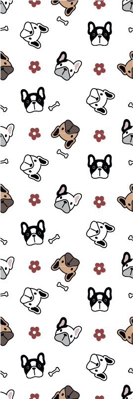 Vinyltæppe til soveværelse med blomster og franske bulldogs - TenStickers