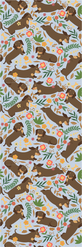 Vinyltæppe til soveværelse med dachshund og blomster mønster - TenStickers