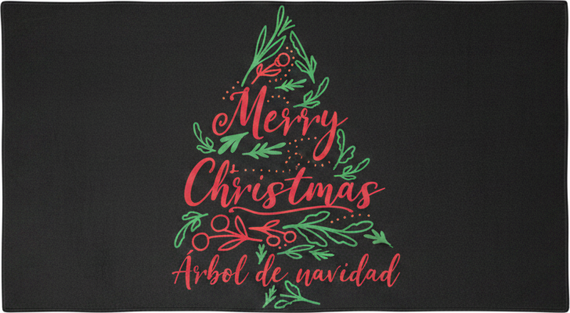 Vinyltæppe til soveværelse juletræ merry christmas - TenStickers