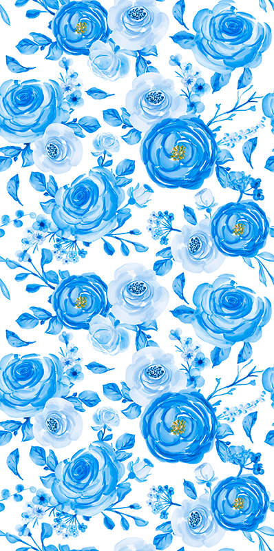Skandinaviske vinyl tæppe med blå klokker og blomster - TenStickers