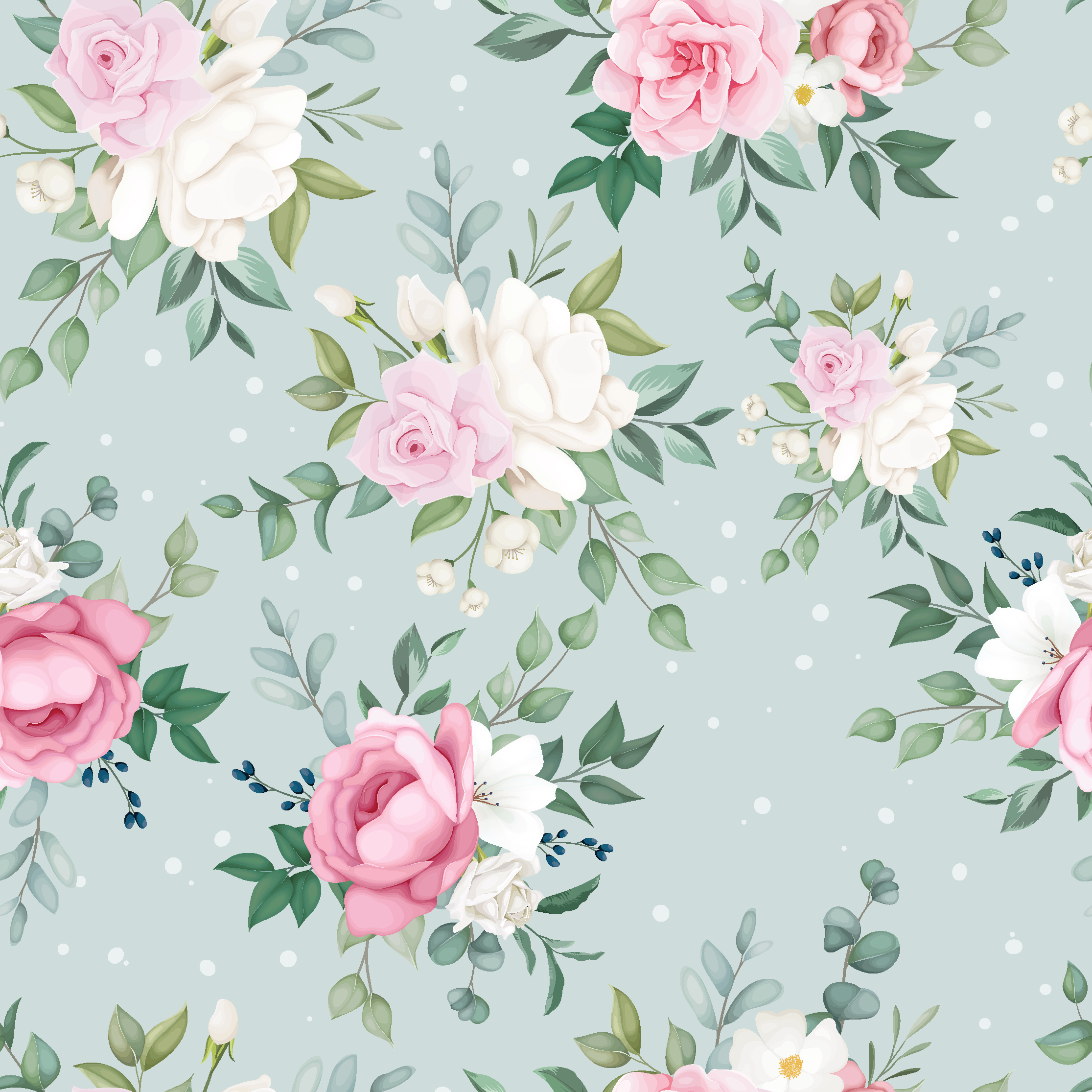 Natur vinyl tæppe blå og pink blomster - TenStickers