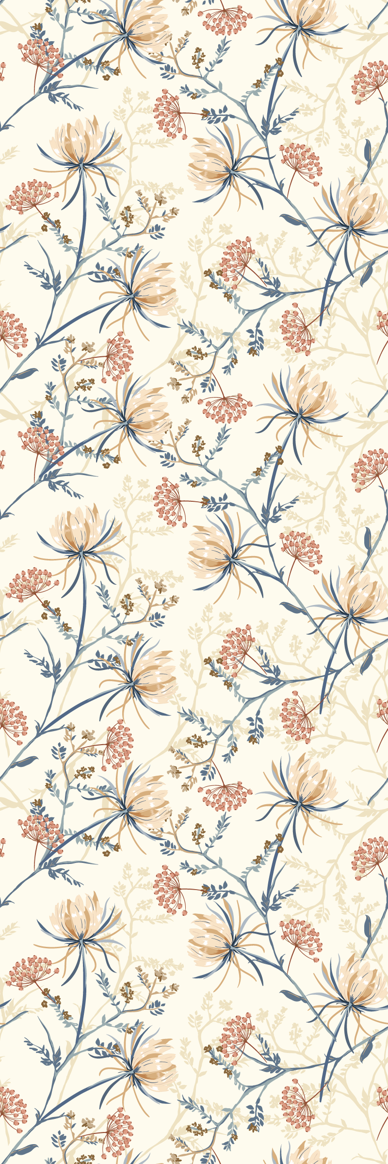 Natur vinyl tæppe med vintage blomsterprint - TenStickers