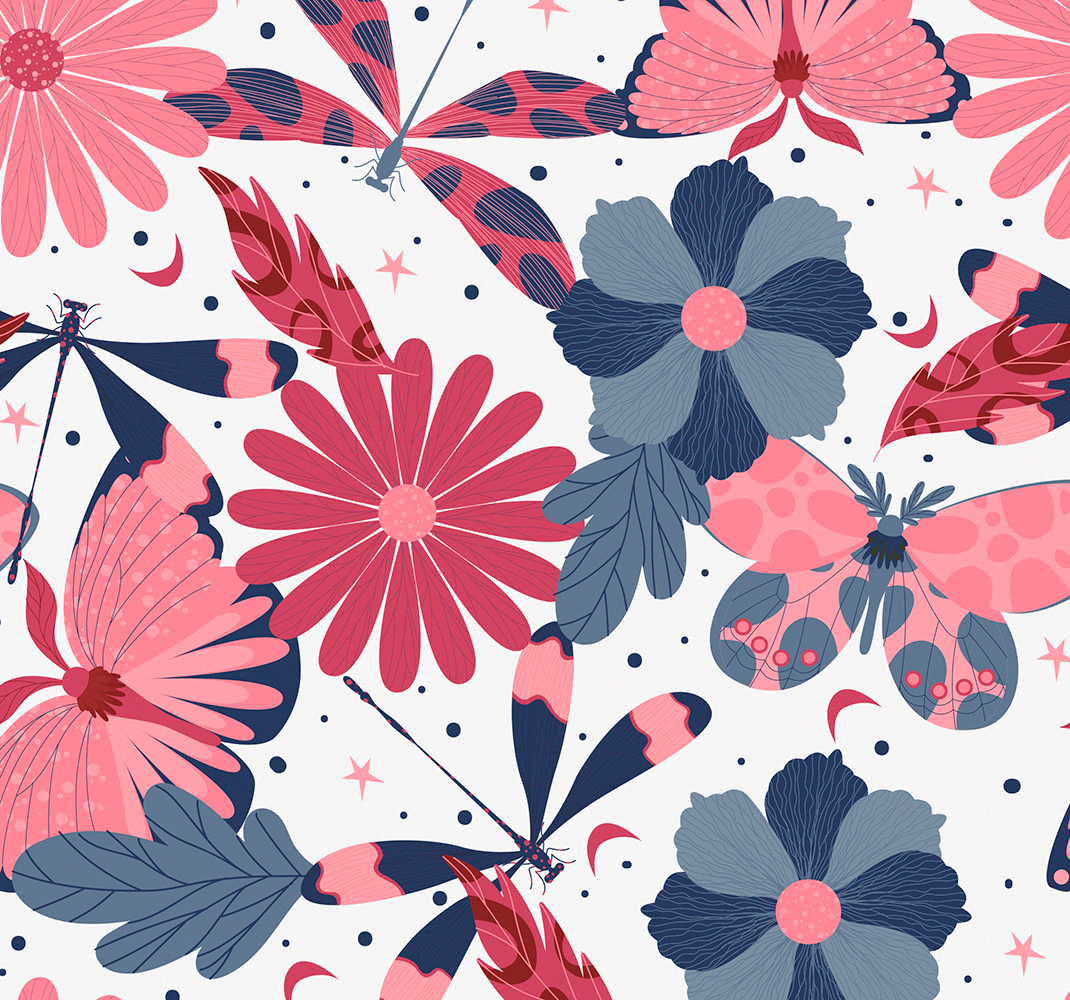 Natur vinyl tæppe med blomster sommerfugl mønster - TenStickers