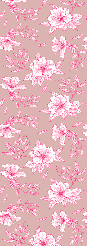 Natur vinyl tæppe neon pink lotus - TenStickers