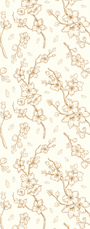 Natur vinyl tæppe med cremefarvet sakura blomster - TenStickers