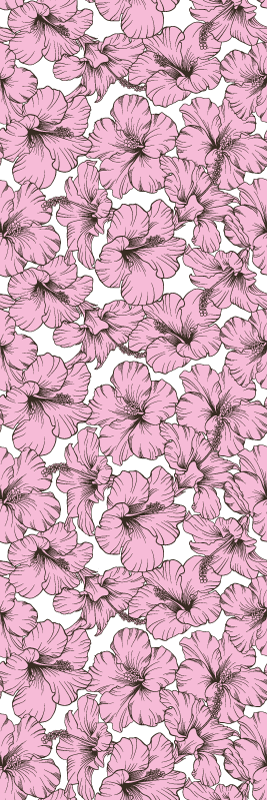 Natur vinyl tæppe med pink hibiscus mønster - TenStickers