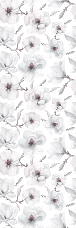 Natur vinyl tæppe med elegant gren og magnolia blomst - TenStickers