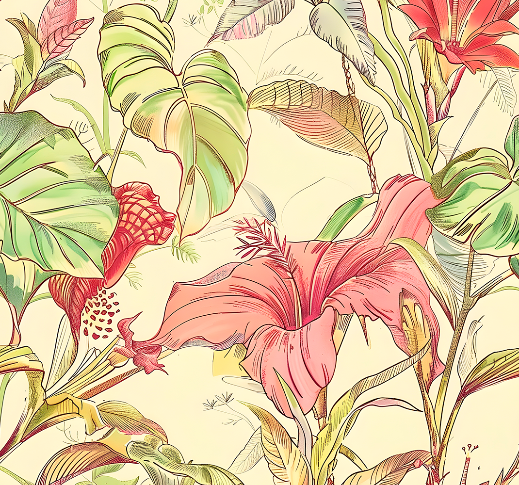 Natur vinyl tæppe med engelske blomster mønster - TenStickers