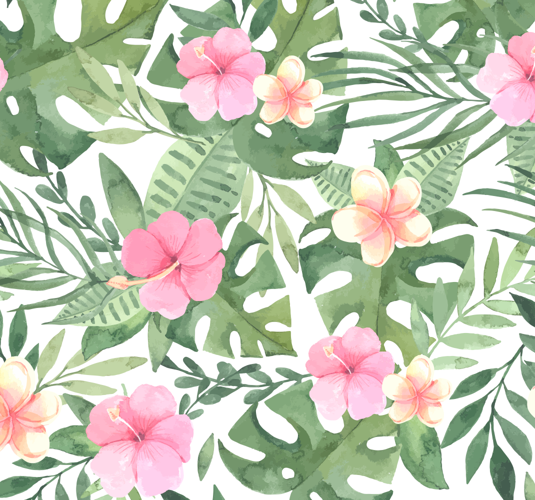 Natur vinyl tæppe med blomster tropisk mønster - TenStickers