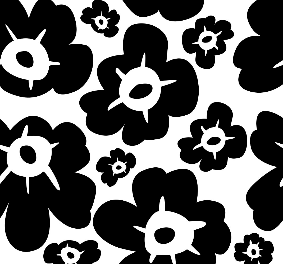 Natur vinyl tæppe sort valmue - TenStickers