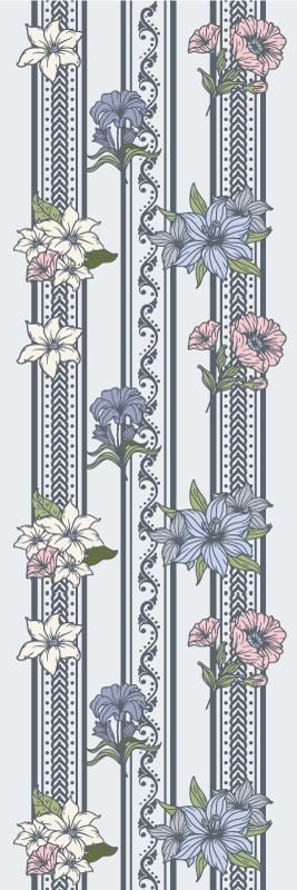 Vintage vinyl tæppe med blomsterstribe design - TenStickers