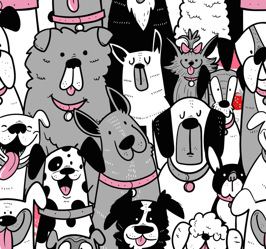 Vinyltæpper med dyr wallpaper til børn med hunde konturer - TenStickers