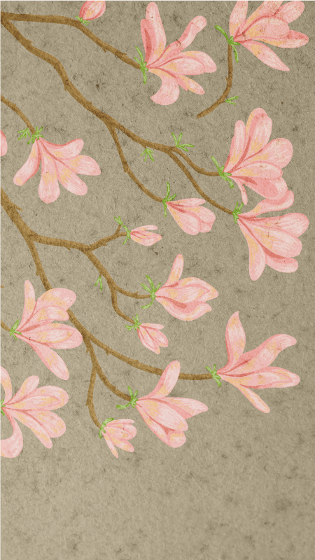Vintage vinyl tæppe i magnoliastil - TenStickers