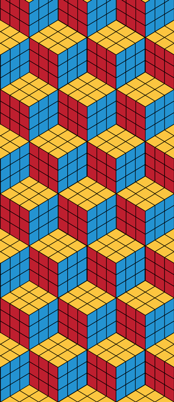 Vintage vinyl tæppe rubik terning original mønster - TenStickers