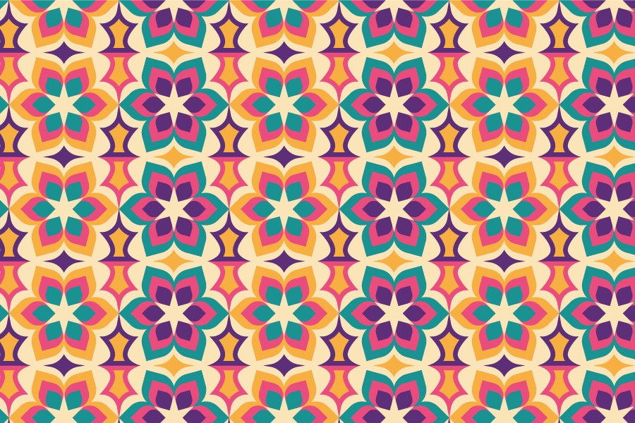 Vintage vinyl tæppe med 70'er blomster - TenStickers