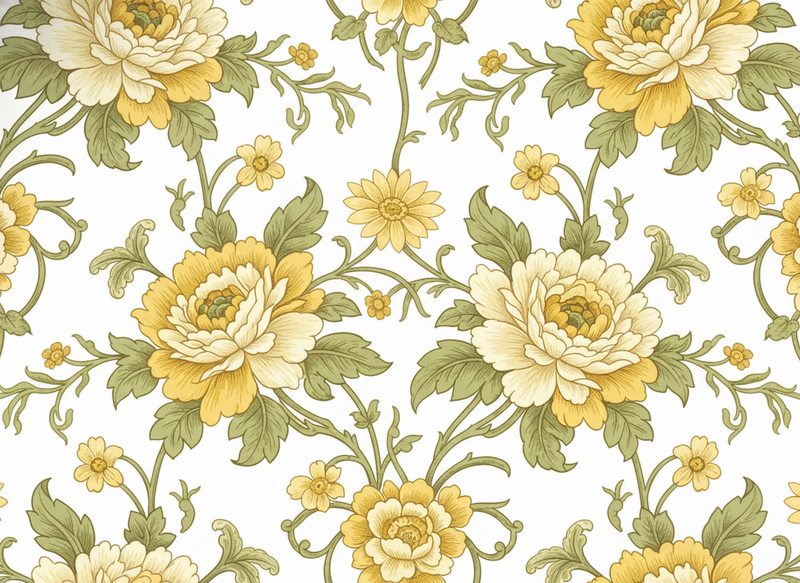 Vintage vinyl tæppe med blomster i gult - TenStickers