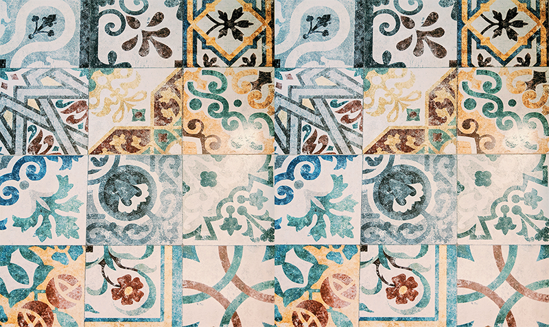 Vintage vinyl tæppe med retro mosaikmønster - TenStickers