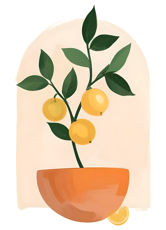 Blomster og planter vinyltæppe lille frugttræ - TenStickers