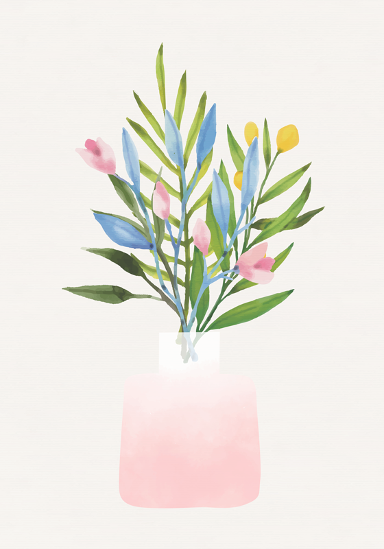 Blomster og planter vinyltæppe blomster i potte - TenStickers