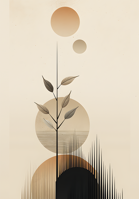 Abstract boho plante blomster og planter vinyltæppe - TenStickers