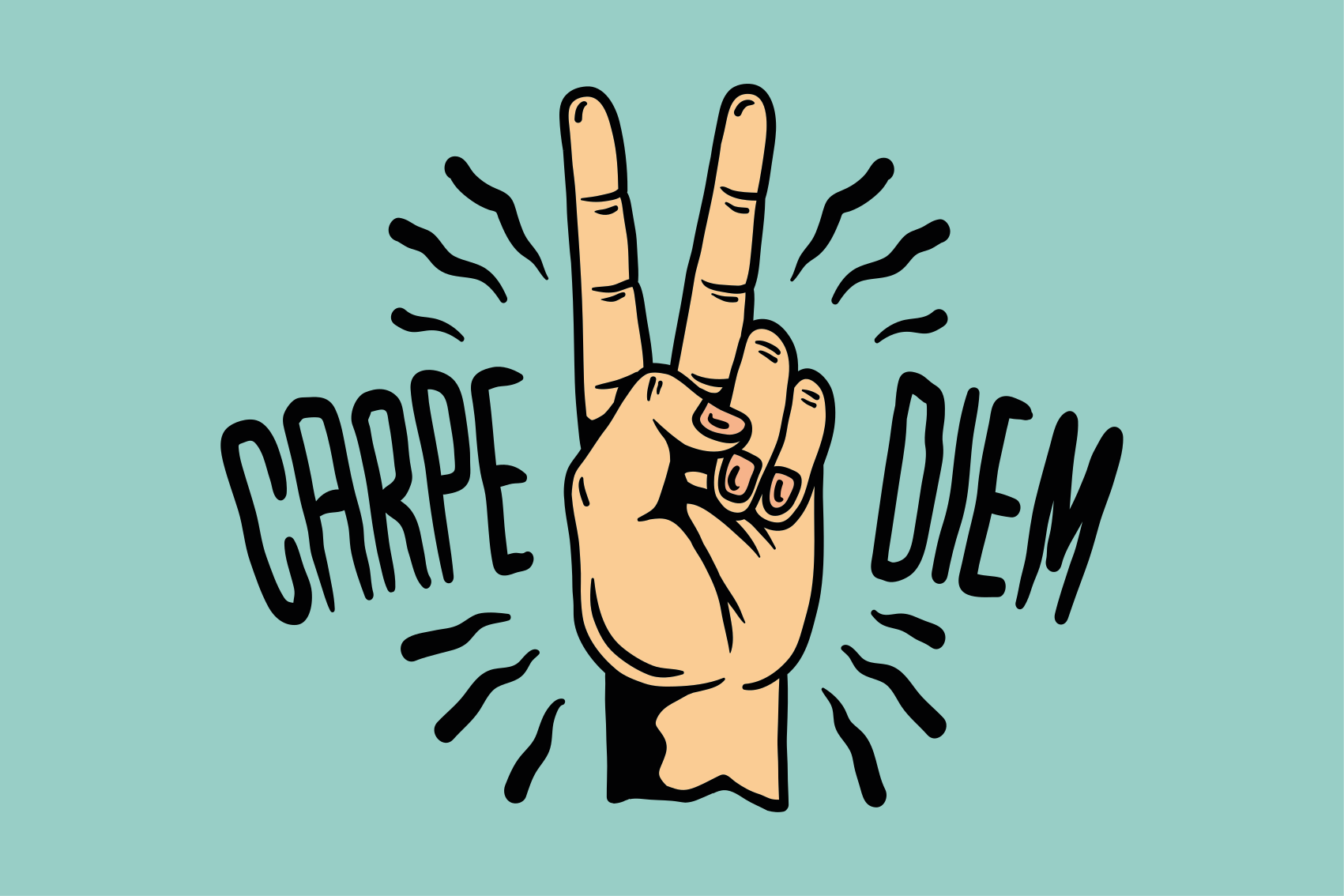 Vinyl tæppe med sætninger carpe diem fred hånd illustration - TenStickers