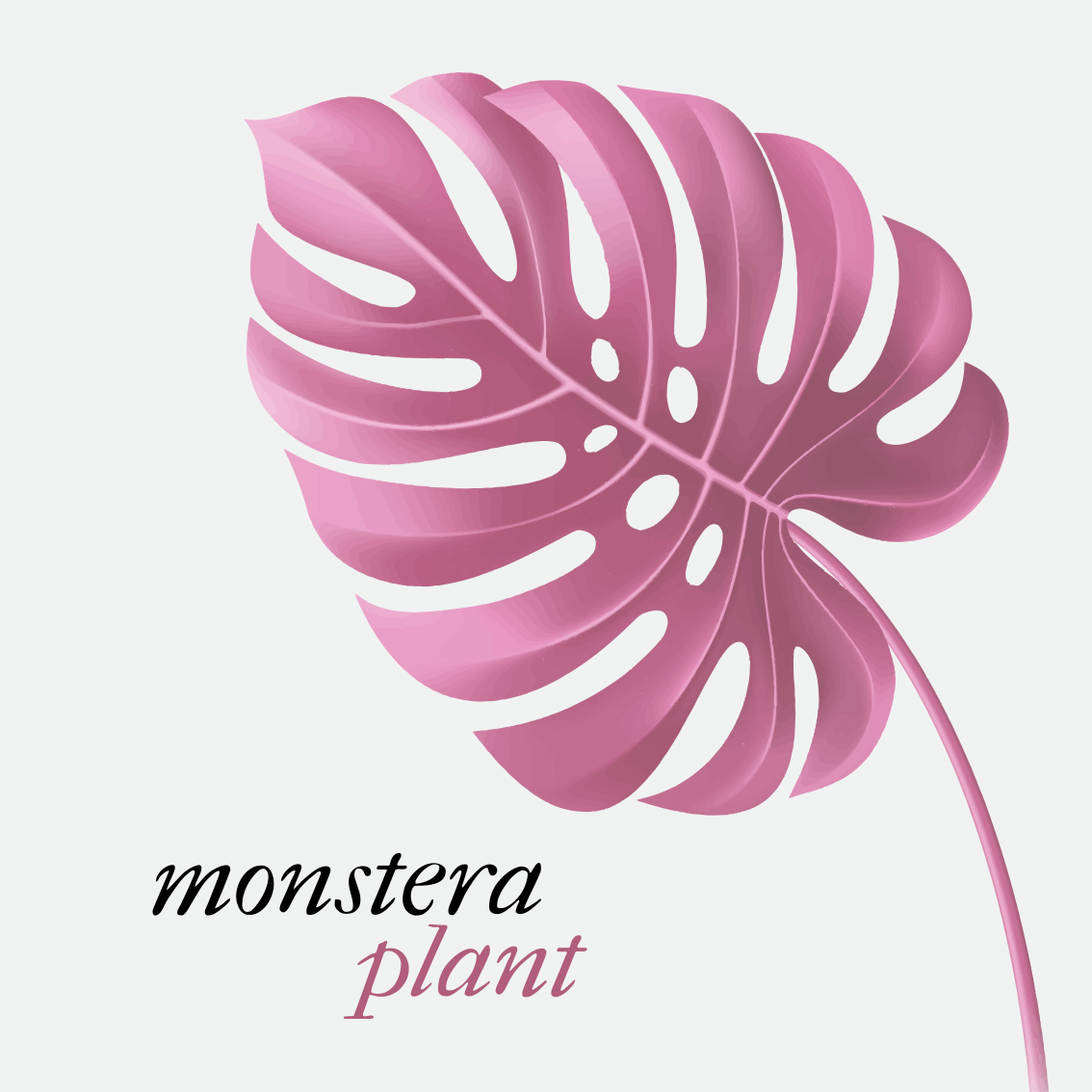 Vinyl tæppe med sætninger pink minimalist monstera stil - TenStickers