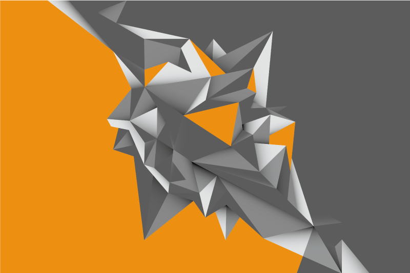 Geometriske vinyl tæppe grå og orange abstrakte former - TenStickers