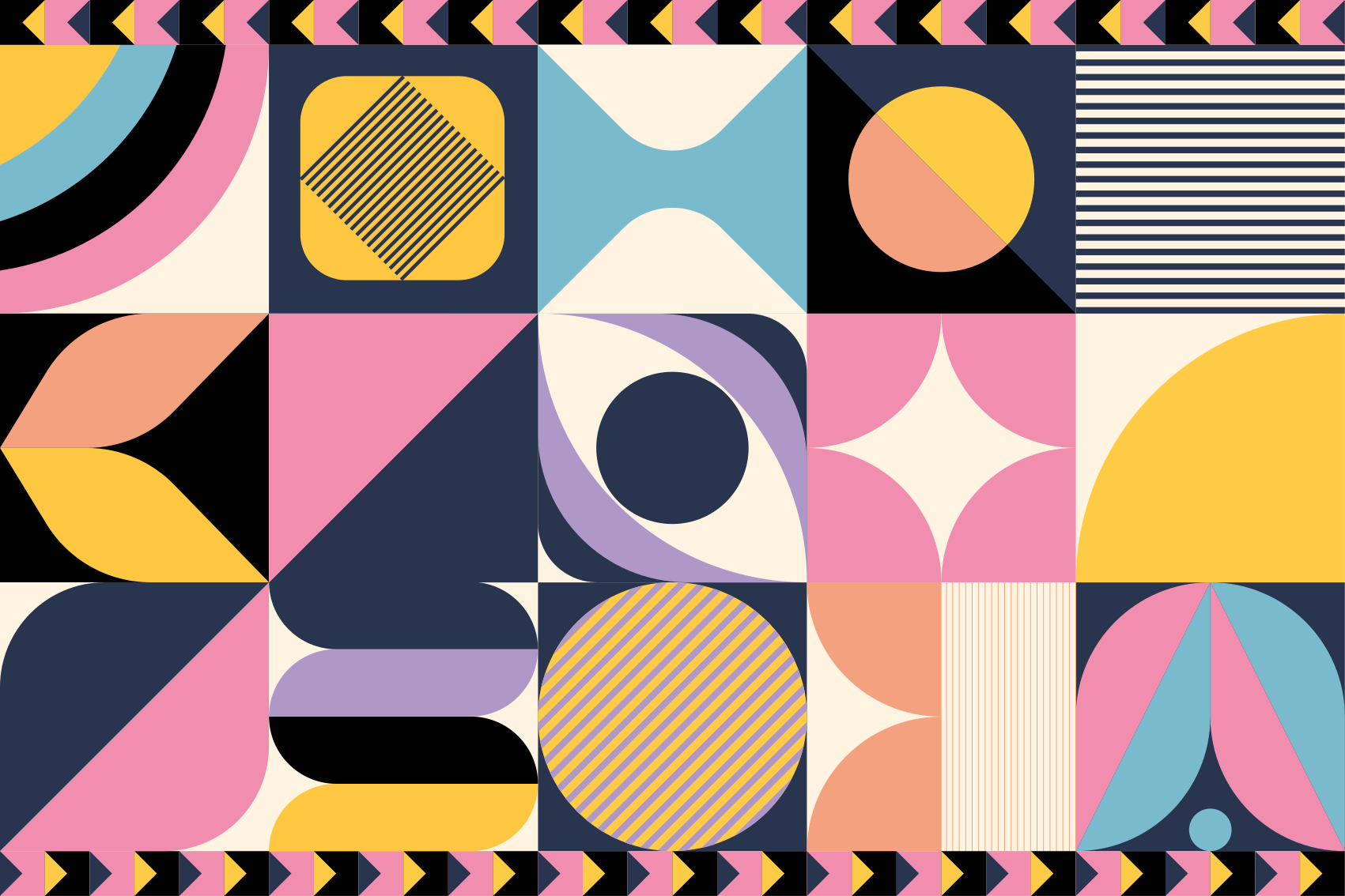 Geometriske vinyl tæppe med multifigur maleri - TenStickers