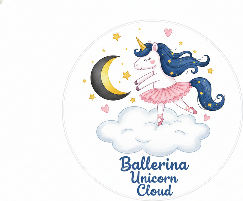 Tæppe til børneværelse med ballerina enhjørning på sky - TenStickers