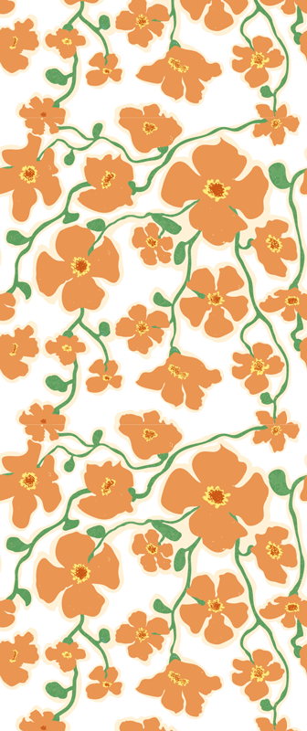 Vinyl tæppe til stuen med grønne orange margeritter - TenStickers