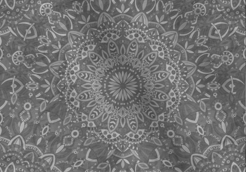 Grå vinyl tæppe med detaljeret mandala mønster - TenStickers