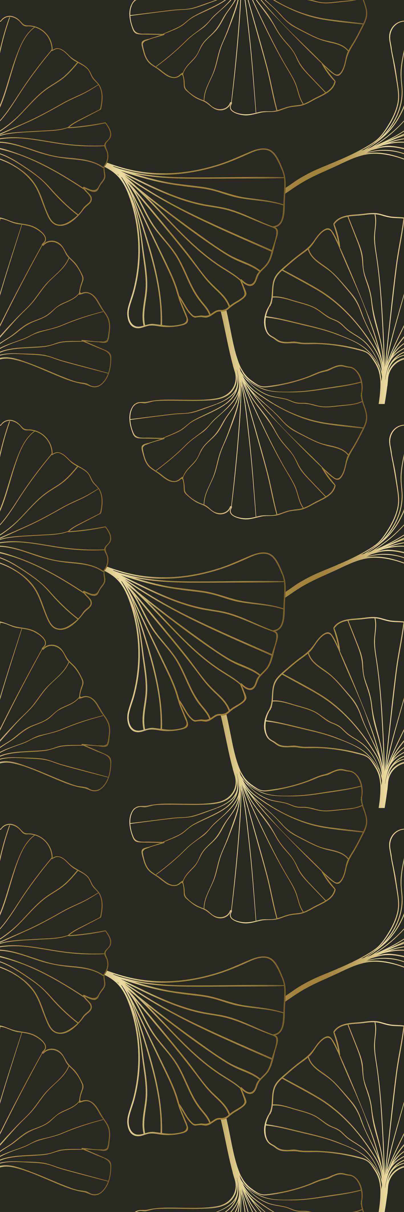Vinyltæppe til gangen ginkgo blade kulfyr guld - TenStickers