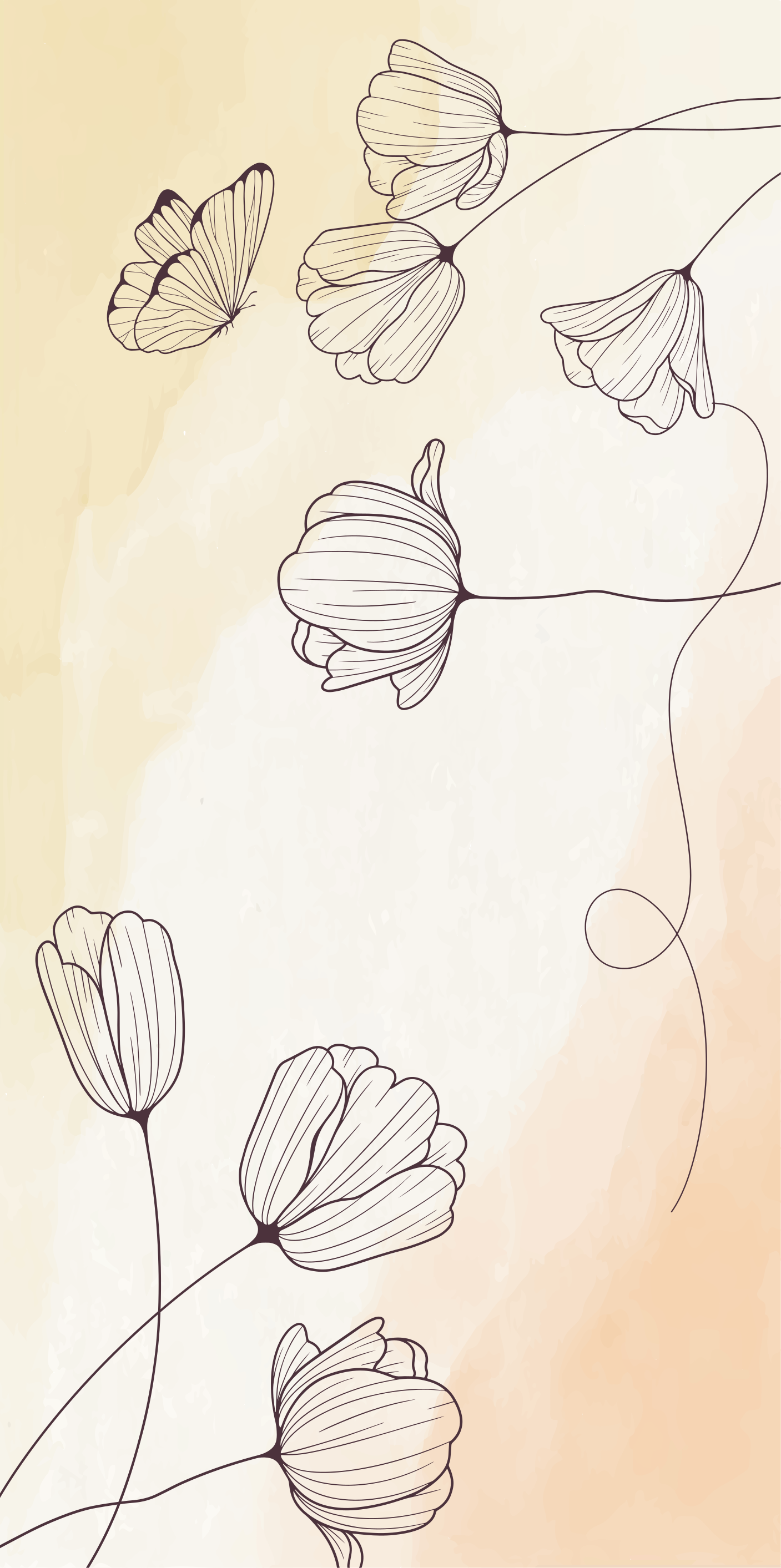 Vinyl tæppe beige med flotte blomster - TenStickers