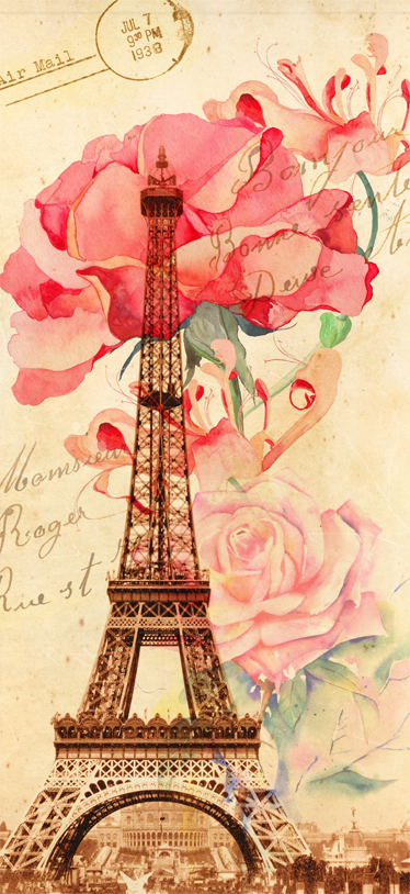 Vinyl tæppe beige retro paris stil - TenStickers