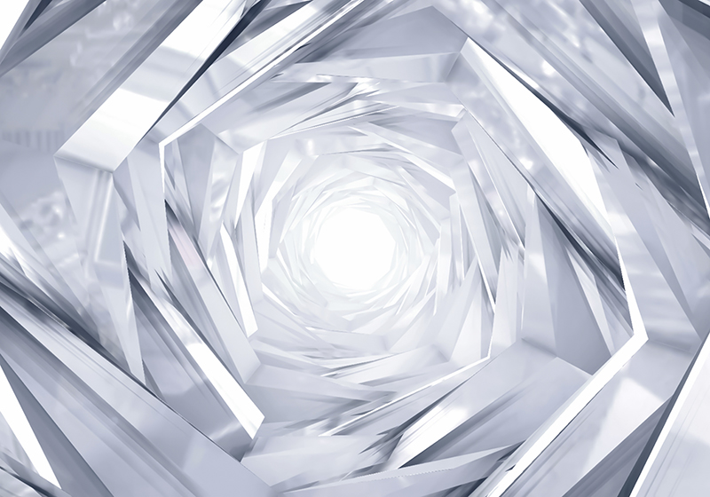 Hvidt vinyl tæppe abstrakt geometrisk tunnel - TenStickers