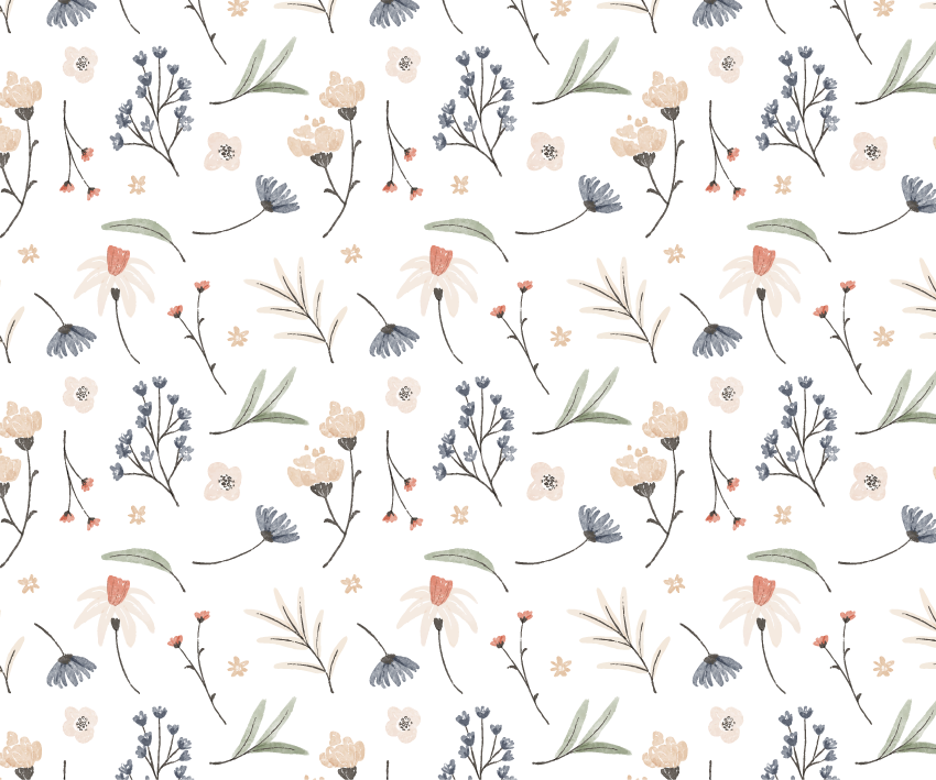 Hvidt vinyl tæppe med akvarel blomsterprint - TenStickers
