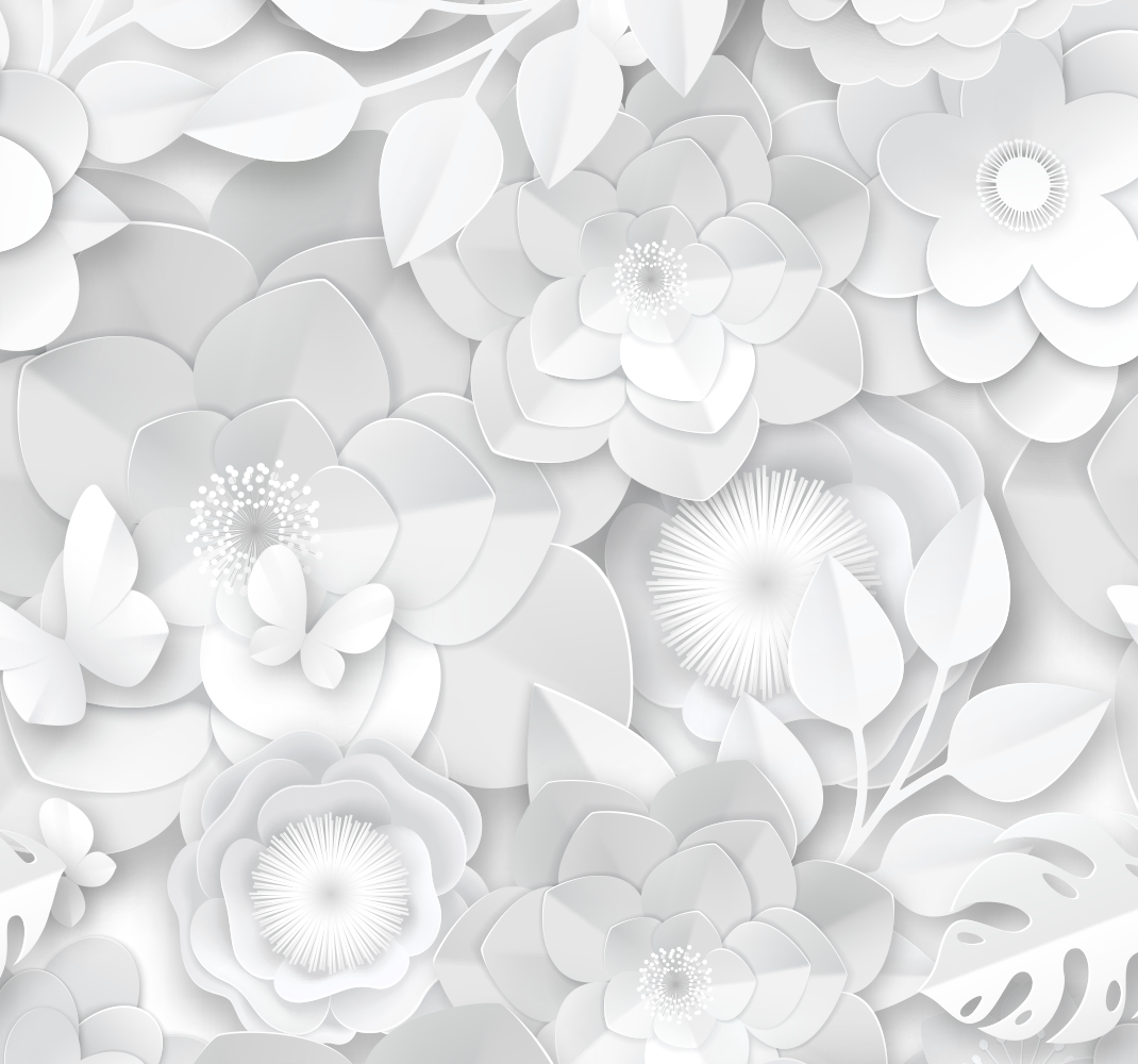 Hvidt vinyl tæppe med 3d hvide blomster - TenStickers