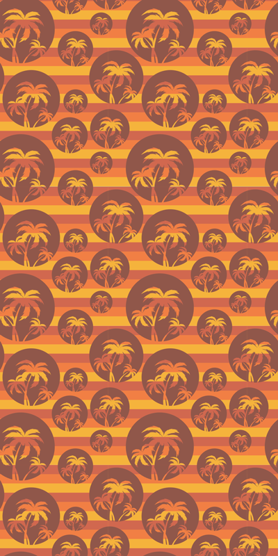 Brune vinyl tæppe retro solnedgang og palmer - TenStickers