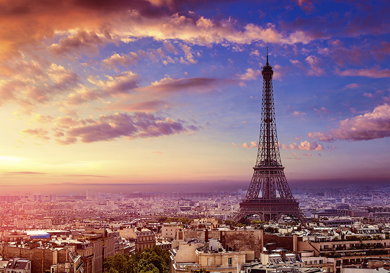 Lilla vinyl tæppe med udsigt over paris - TenStickers