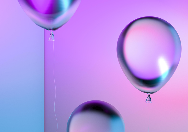 Lilla vinyl tæppe med gradient ballonarrangement - TenStickers