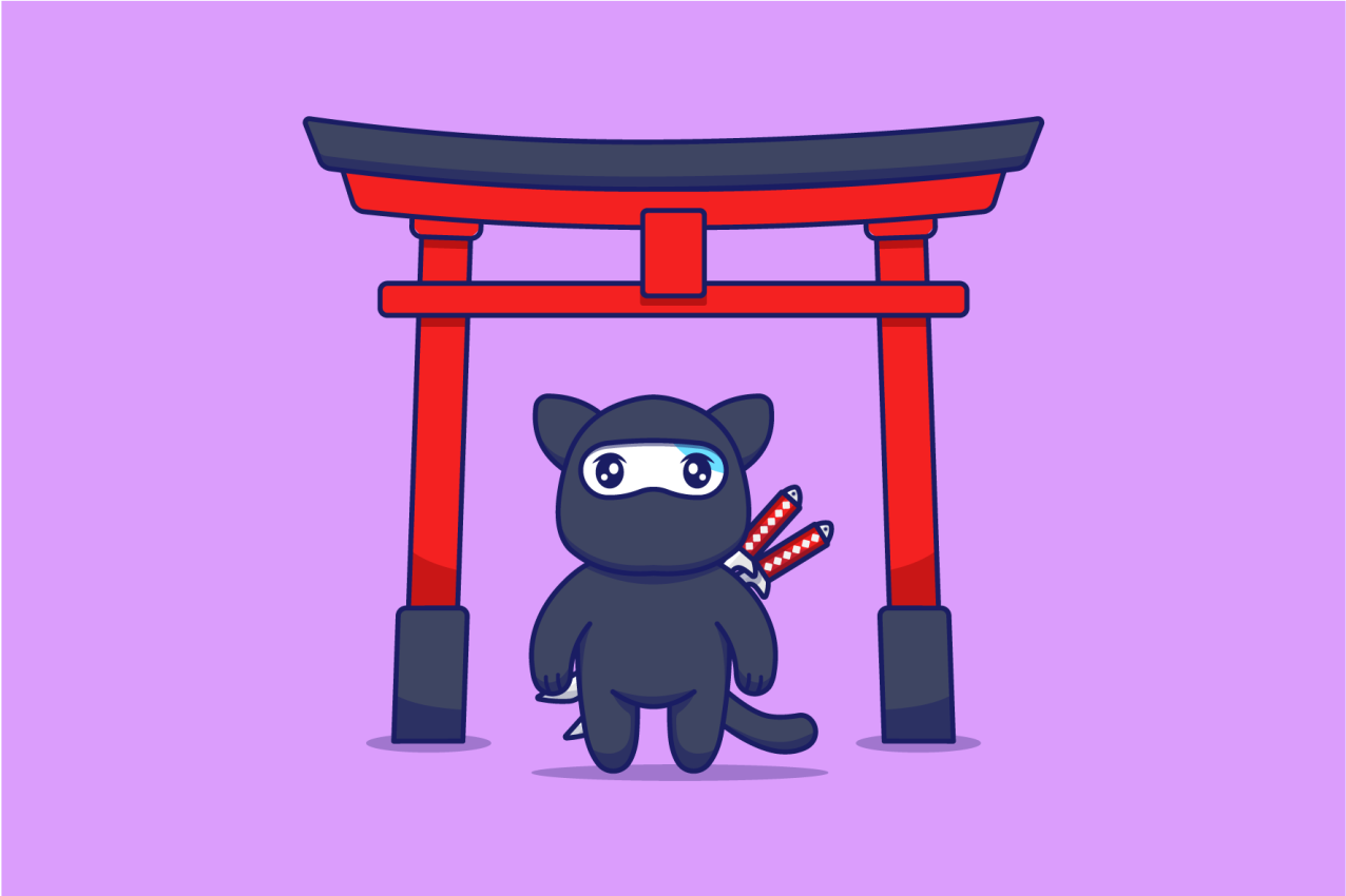 Lilla vinyl tæppe ninja kat - TenStickers