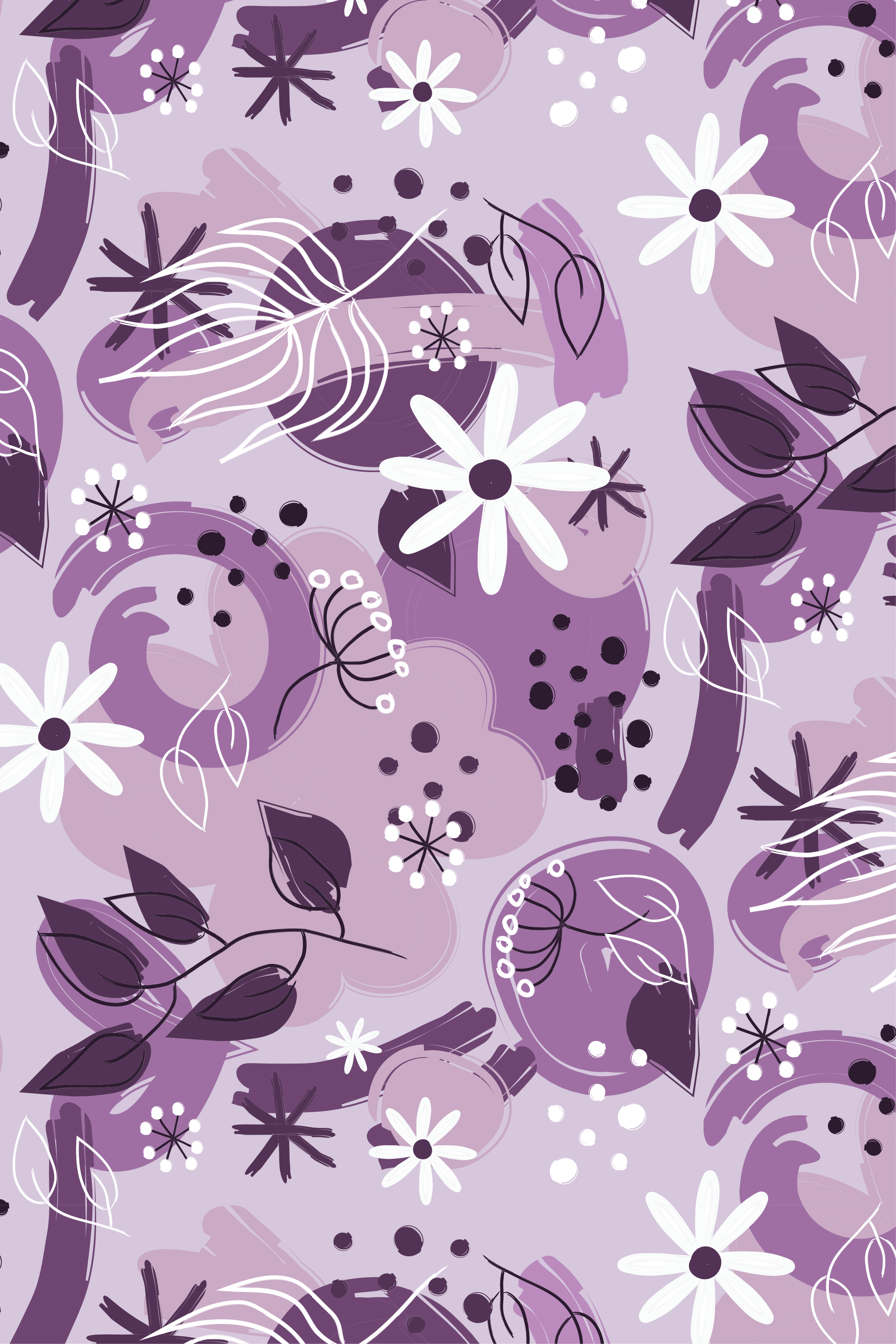 Lilla vinyl tæppe med forskellige lilla blomster - TenStickers