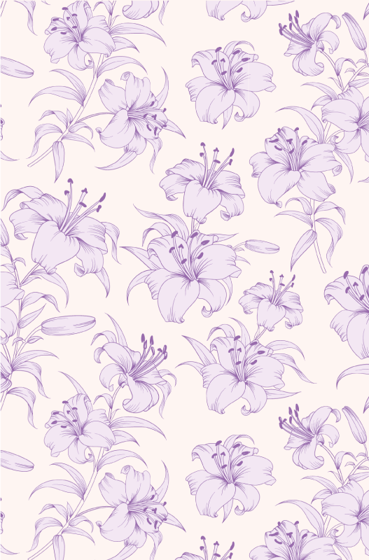 Lilla vinyl tæppe med blomstrende liljer design - TenStickers